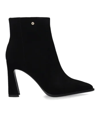 Ghete elegante din piele intoarsa neagra cu toc