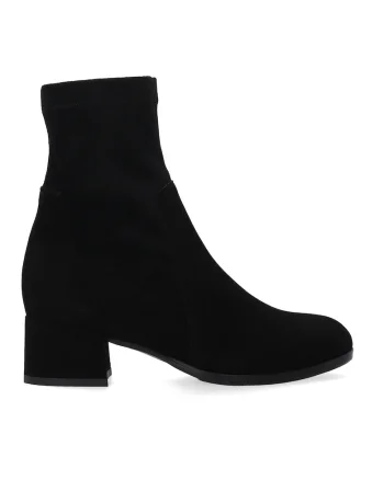 Ghete negre din piele cu elastic in partea superioara