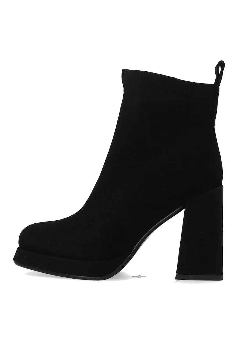 Botine de piele intoarsa cu toc gros