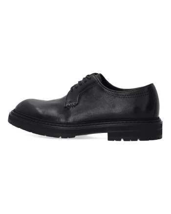 Pantofi negri barbati din piele cu cusaturi