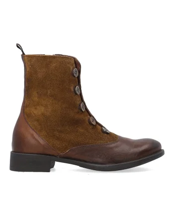 Botine de dama din piele combinata, maro