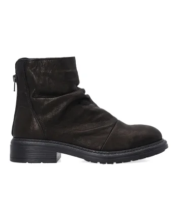 Botine din piele neagra cu tulpina incretita