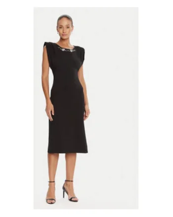 Rochie cocktail Dama,  negru, 95% poliester, 5% elastan,