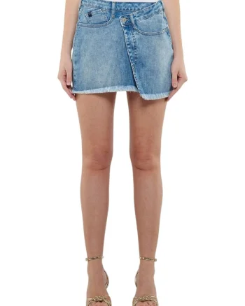 Fusta dama  din denim mini asimetrica