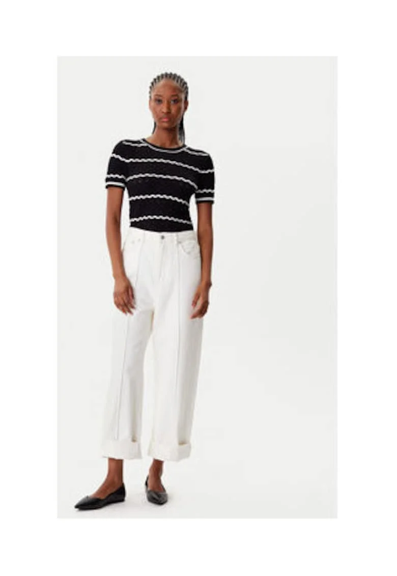 Tricou dama  viscoza, negru/alb,