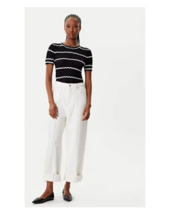 Tricou dama  viscoza, negru/alb,