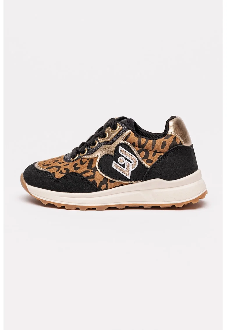 Pantofi sport low-cut cu model colorblock, Negru/Maro
