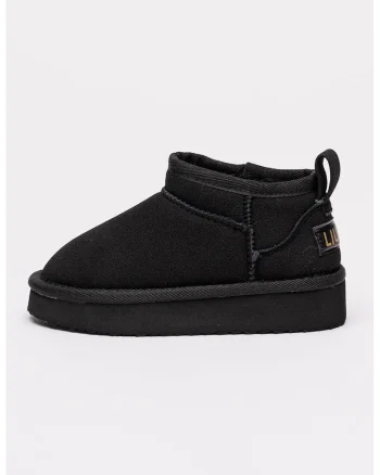 Ghete pull-on din piele intoarsa ecologica, Negru