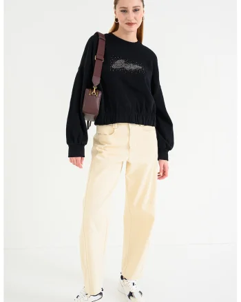 Bluza de trening cu maneci cazute Easton, Negru