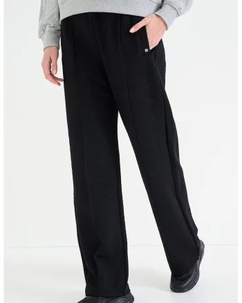 Pantaloni ampli cu cusaturi frontale Nargie, Negru stins