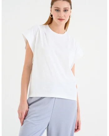 Tricou uni de bumbac, Alb