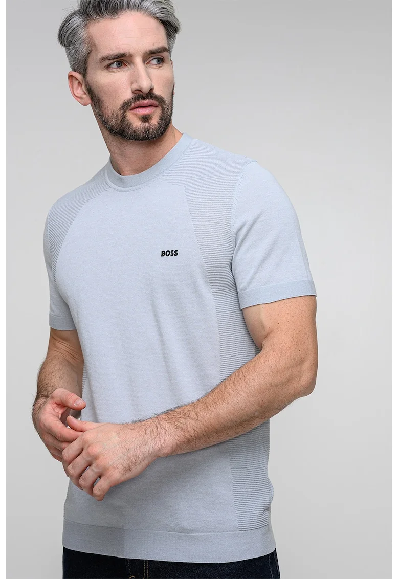Tricou cu decolteu la baza gatului Momentum, Gri cenusiu