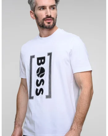 Tricou relaxed fit cu imprimeu logo frontal Iconic, Negru/Alb optic