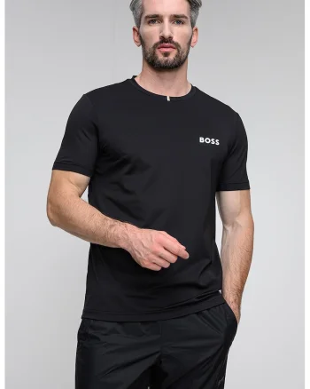 Tricou cu logo contrastant, Negru