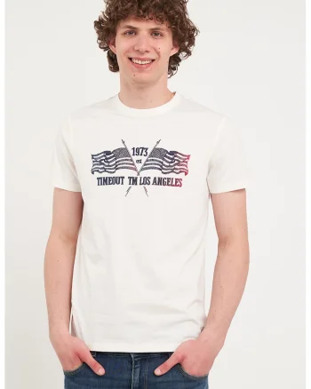 Tricou din bumbac cu decolteu la baza gatului, Negru stins/Alb optic
