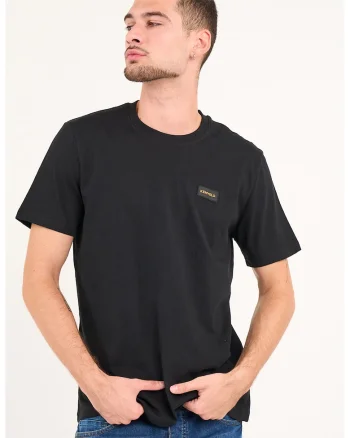 Tricou din bumbac cu decolteu la baza gatului, Negru stins