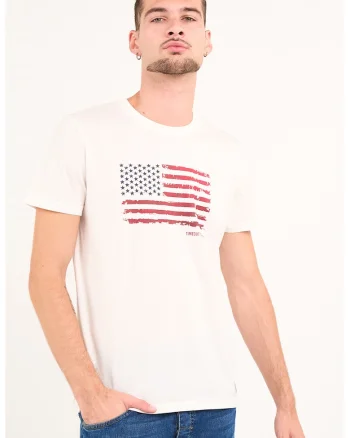 Tricou din bumbac cu logo, Rosu/Albastru inchis/Alb optic