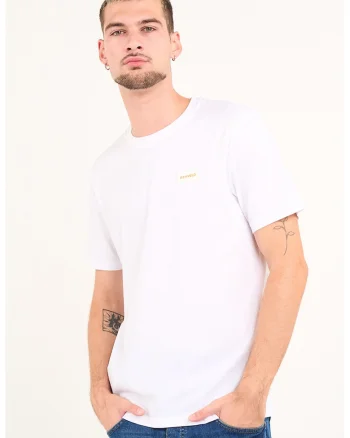 Tricou din bumbac cu decolteu la baza gatului, Alb optic