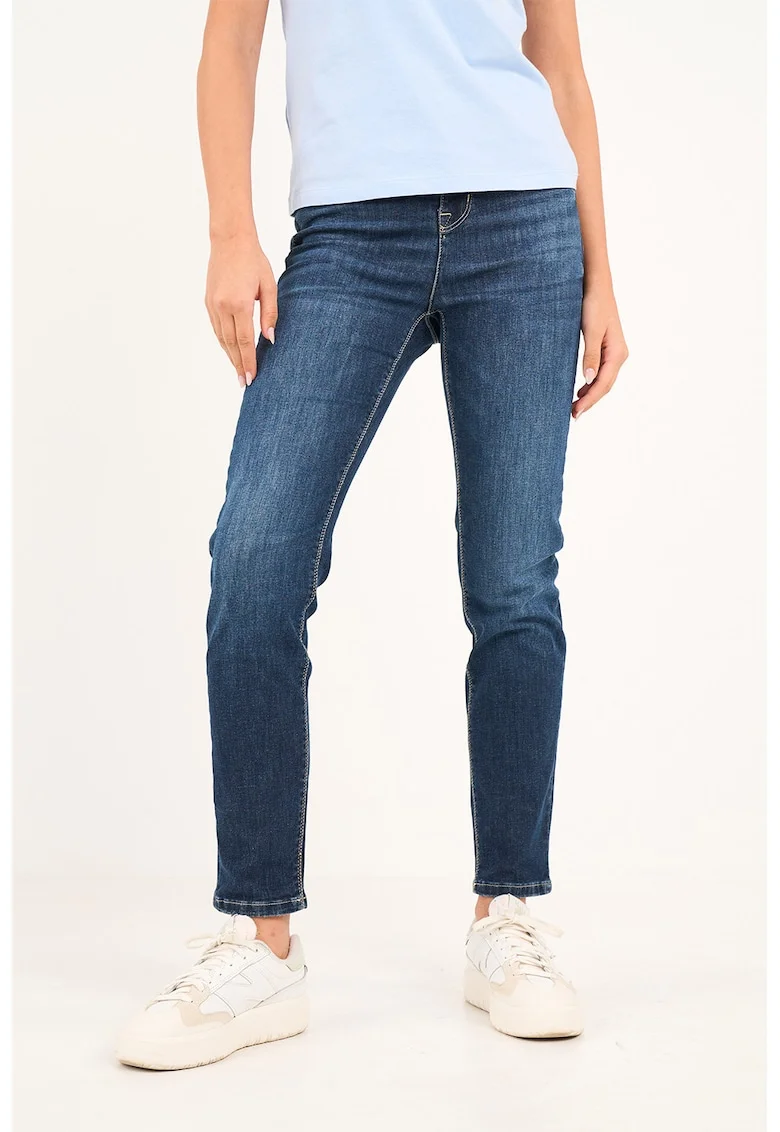 Blugi skinny cu aspect decolorat, Albastru inchis