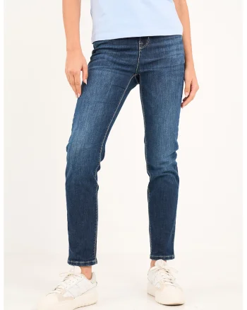 Blugi skinny cu aspect decolorat, Albastru inchis