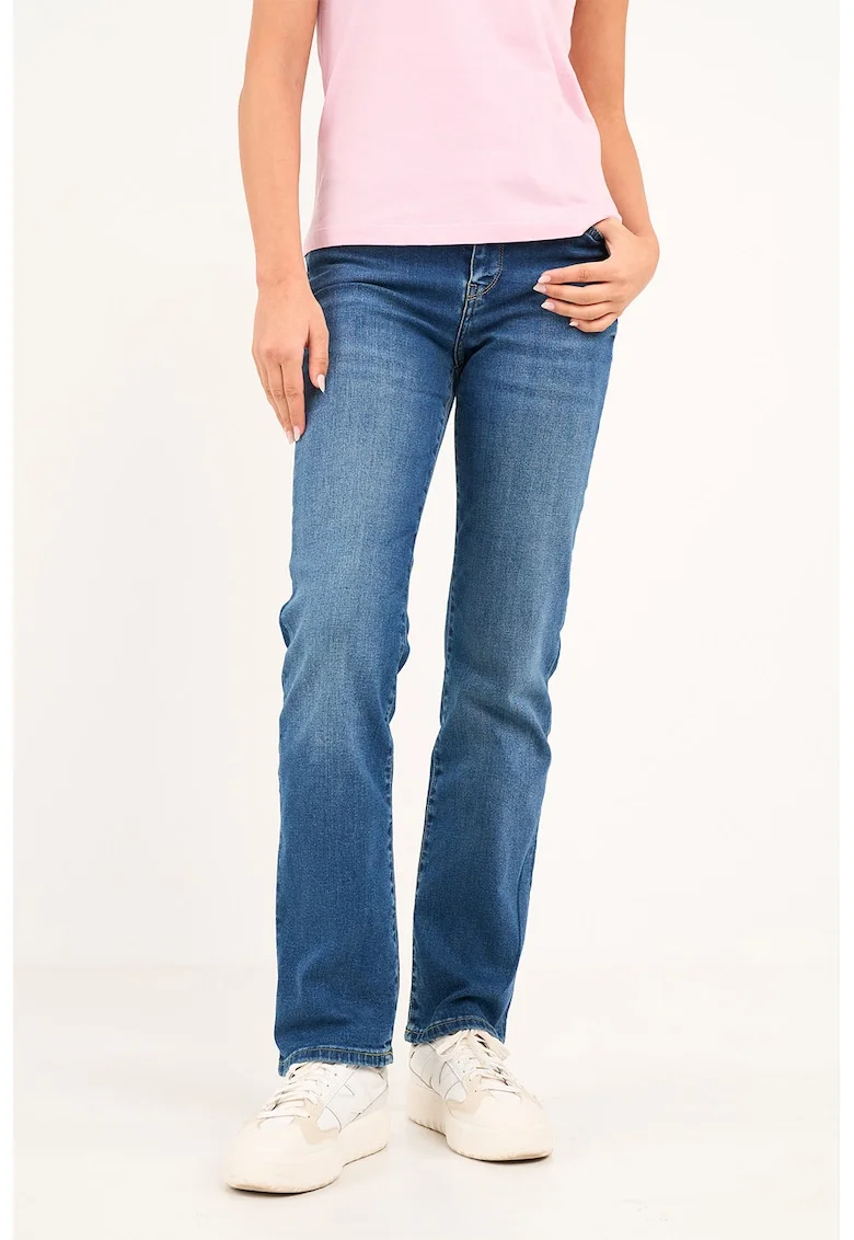 Blugi regular-fit cu aspect decolorat, Albastru inchis