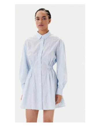 Rochie tip camasa Dama,  Albastru, 50% bumbac, 50% bumbac organic,