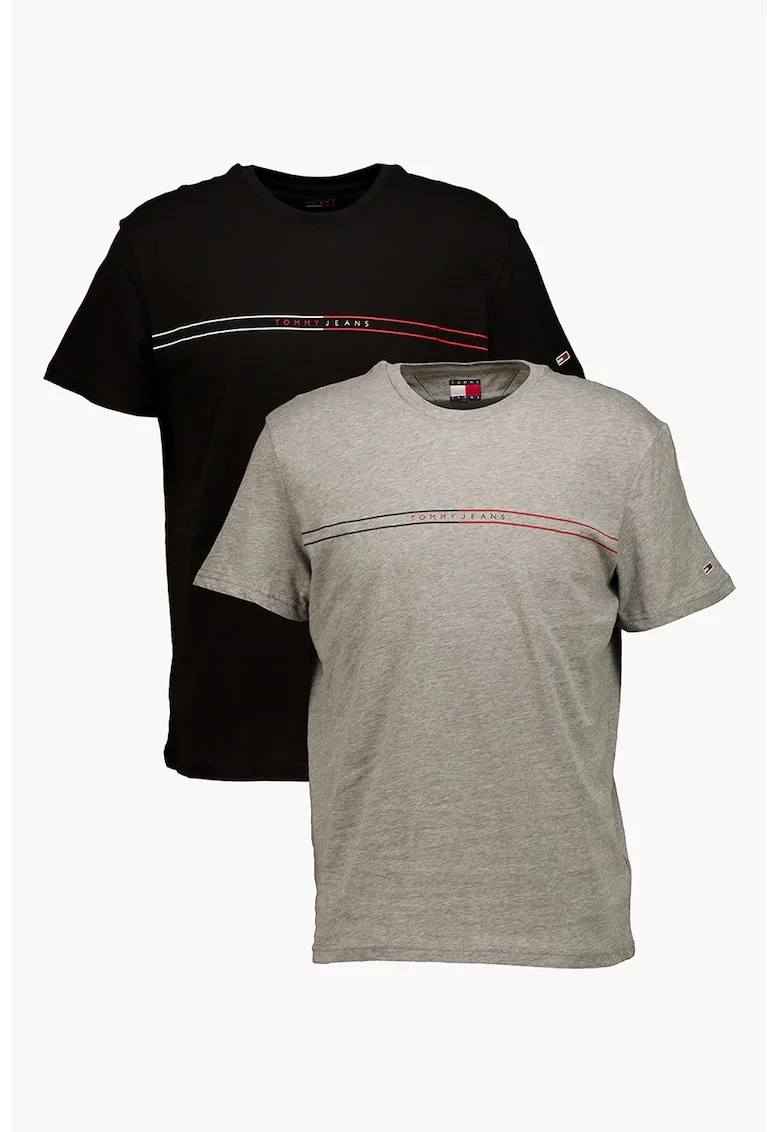 Set de tricouri slim-fit - 2 Piese, Negru/Gri deschis melange