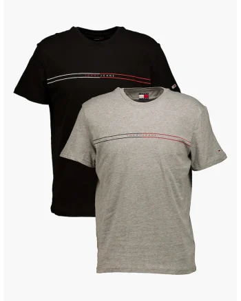 Set de tricouri slim-fit - 2 Piese, Negru/Gri deschis melange