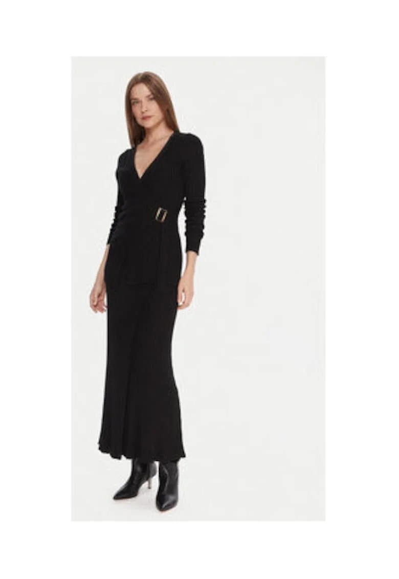 Fusta maxi,  neagra, 35% poliamida, 30% viscoza, 30% lana, 5% casmir,