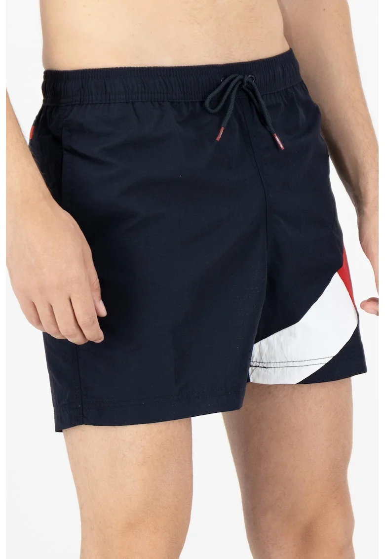 Pantaloni scurti slim fit de baie cu logo, Bleumarin