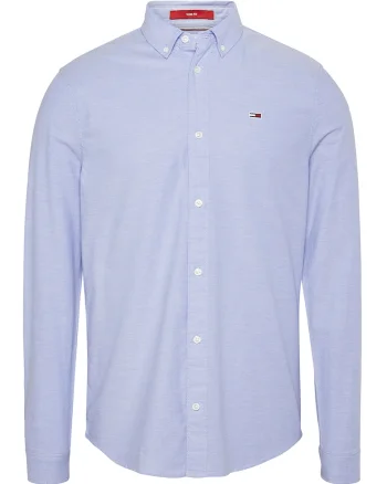 Camasa slim fit din amestec de bumbac organic, Albastru azur