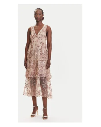 Rochie de cocktail Dama,  bej, 100% poliester,