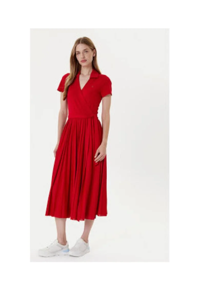 Rochie casual dama,  rosu, 100% poliester reciclat,