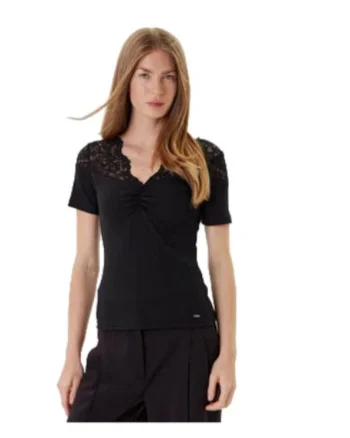 Tricou dama,  viscoza/poliester/elastan, negru,