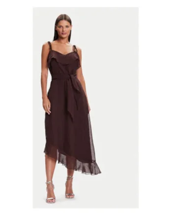 Rochie de cocktail Dama,  maro, 100% poliester reciclat