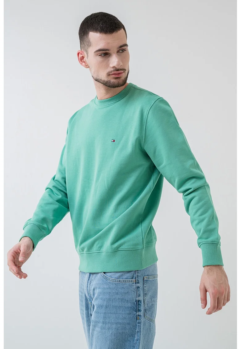 Bluza de trening din bumbac organic cu logo, Verde deschis