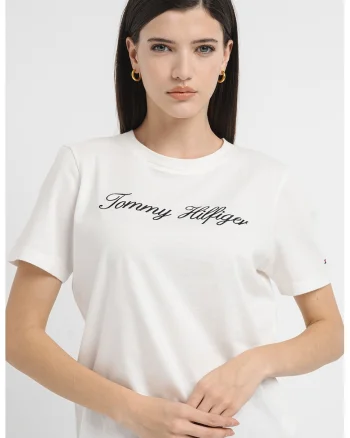 Tricou de bumbac organic cu broderie logo, Alb