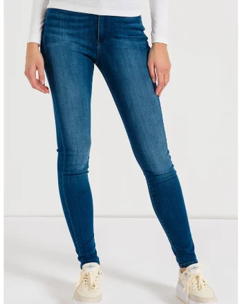 Blugi skinny cu aspect decolorat, Albastru inchis