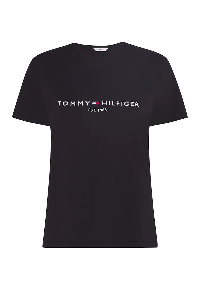 Tricou de bumbac organic cu logo brodat Heritage, Rosu/Alb/Negru