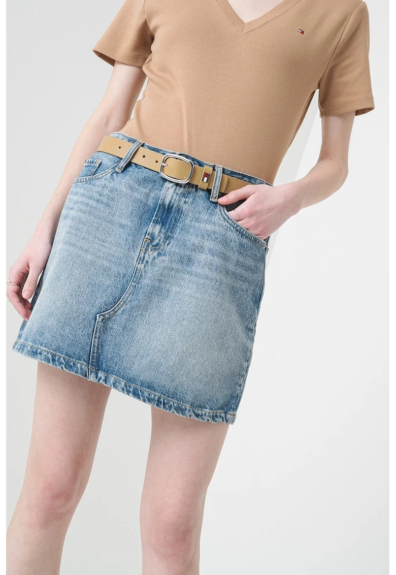 Fusta mini de denim, Albastru deschis