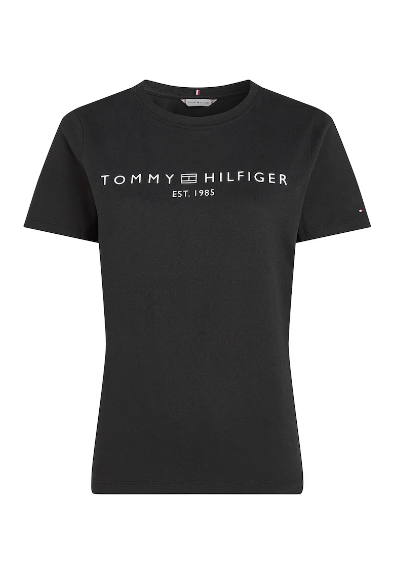 Tricou din bumbac cu imprimeu logo, Alb/Negru