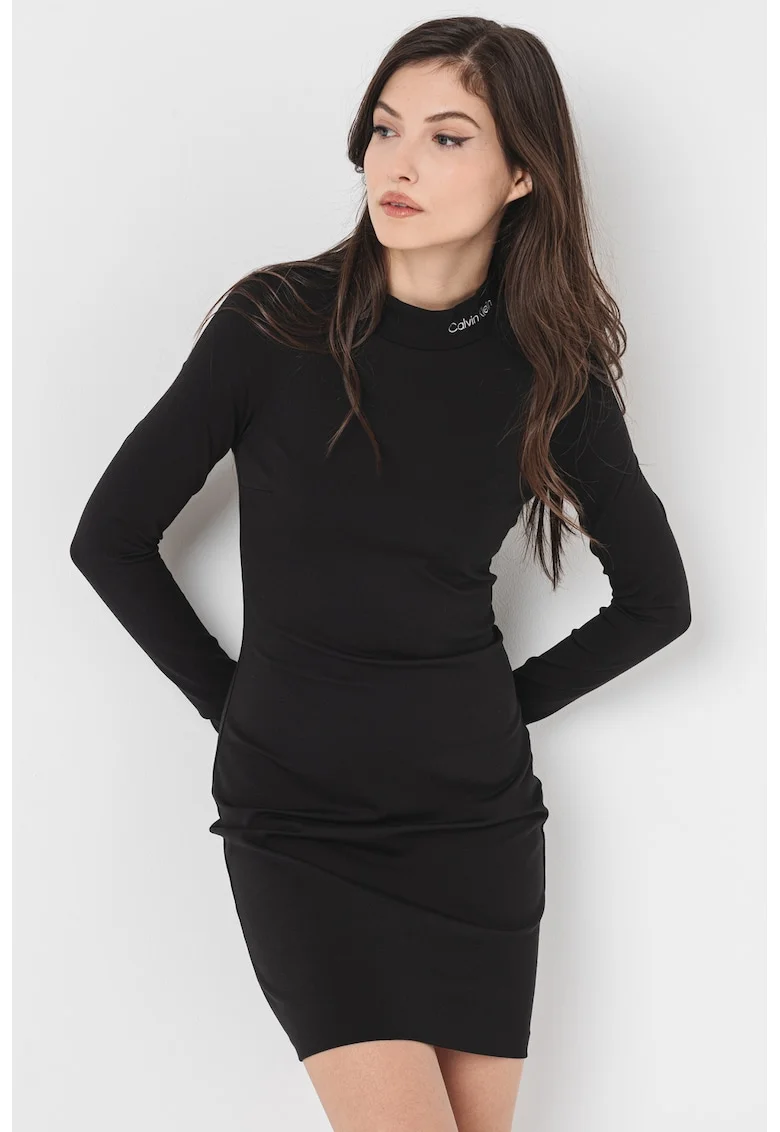 Rochie scurta cu guler scurt, Negru