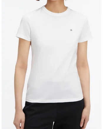 Tricou de bumbac cu logo discret, Alb optic
