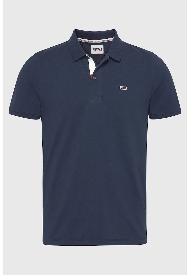 Tricou polo de bumbac organic cu logo, Bleumarin