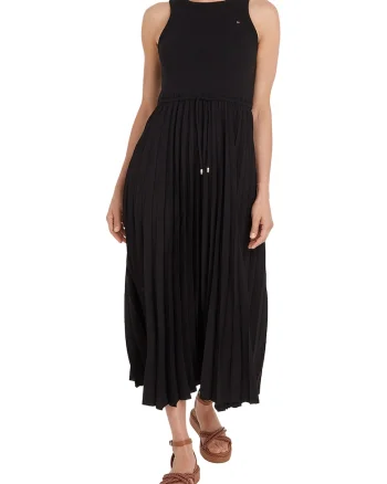 Rochie midi plisata, Negru