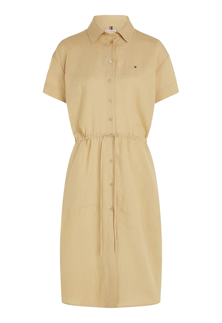 Rochie de in cu maneci scurte, Bej