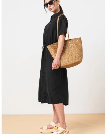 Rochie de in cu maneci scurte, Negru