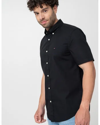 Camasa de poplin cu maneci scurte, Negru