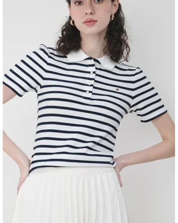 Tricou polo cu croiala slim-fit si logo, Negru