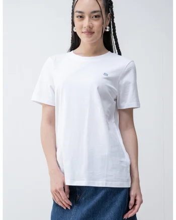 Tricou de bumbac cu logo discret, Alb optic